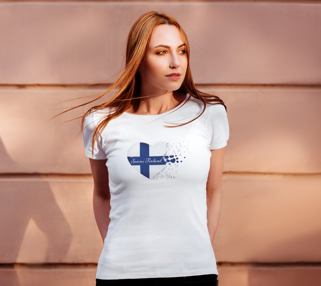 Finnish Flag Hearts Suomi Finland Women's Tee preview #4