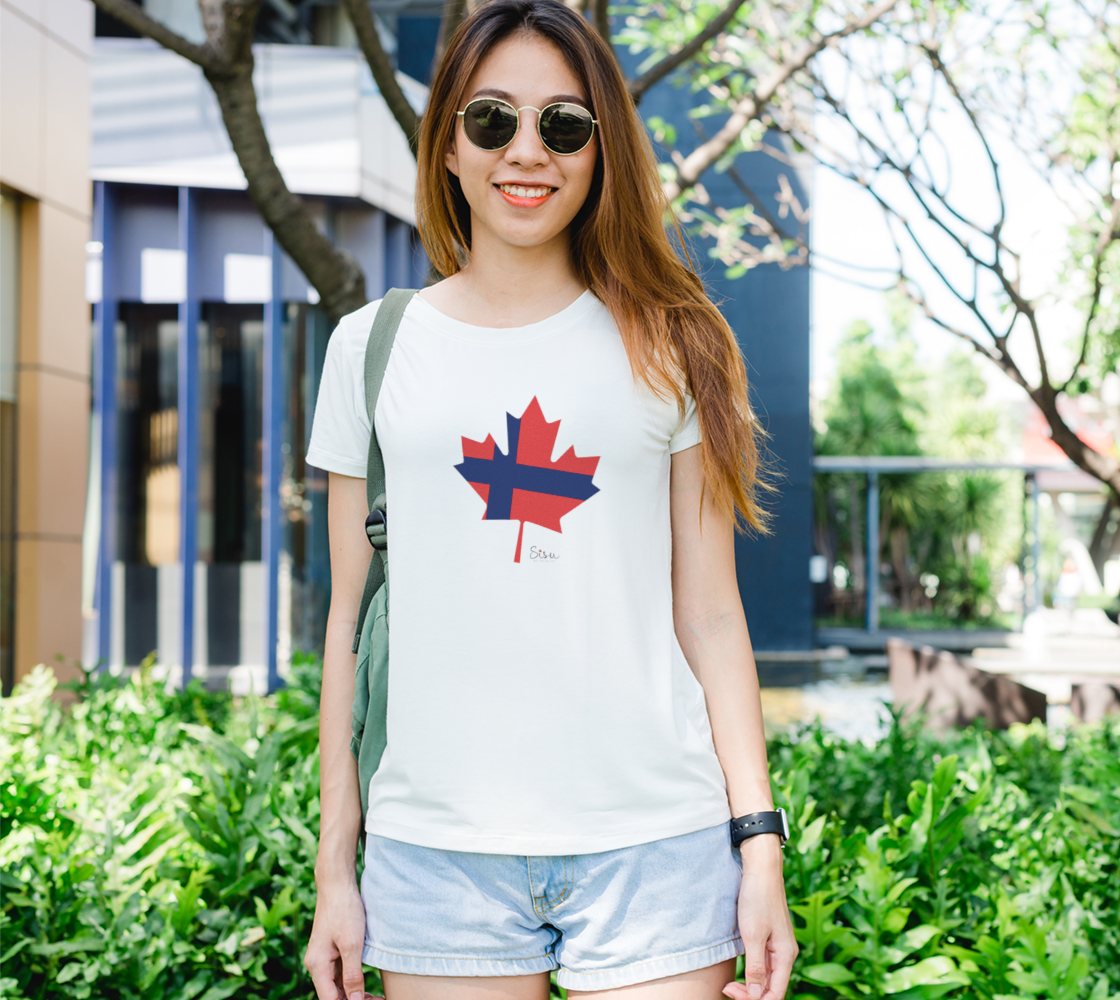 Finnish Flag on Maple Leaf Women's Tee preview
