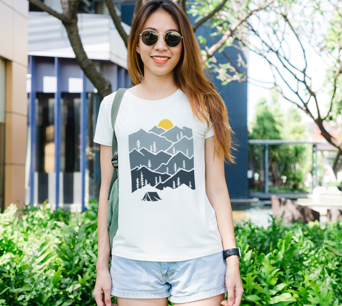 Tent Camping Mountain Forest Sunset Women's Tee preview