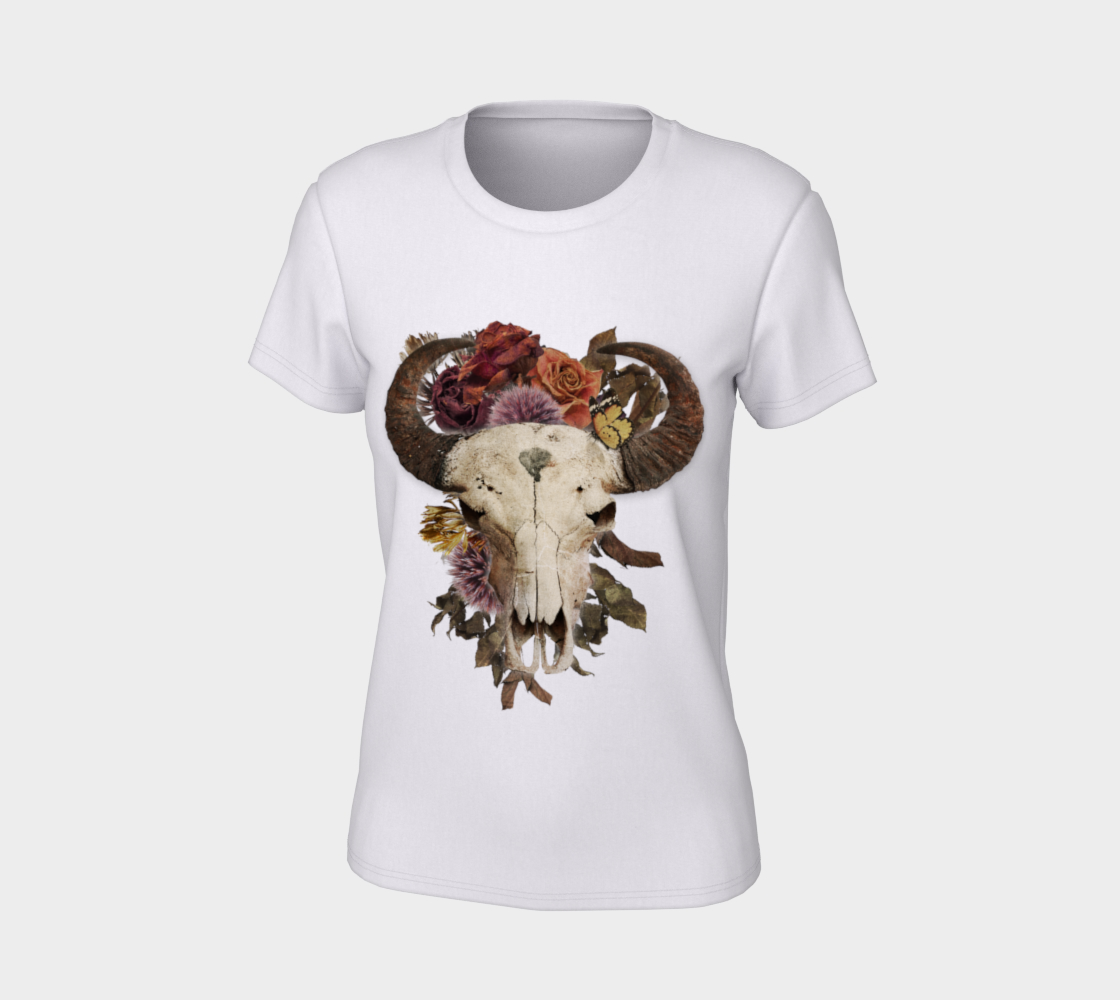 Vintage Flower Bison Animal Horned Skull preview #7