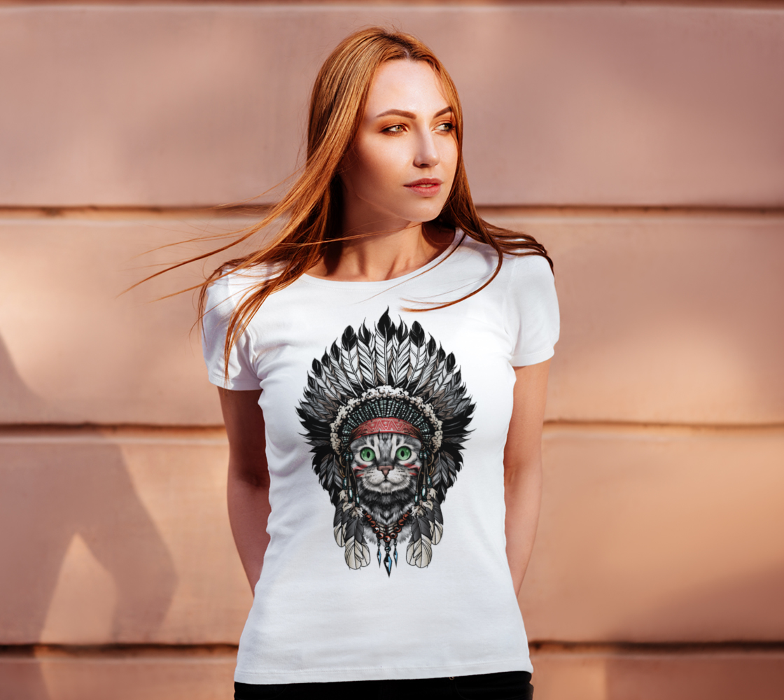 Сat in Indian feather headgear warbonnet preview #4