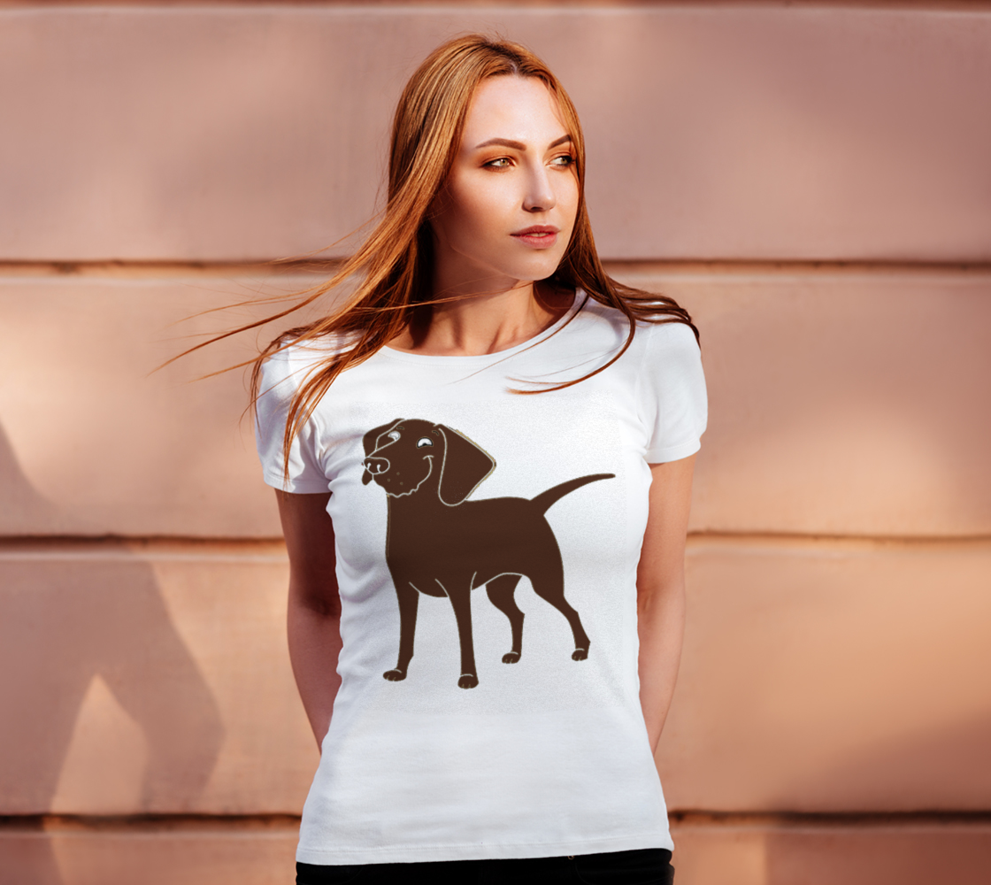 Labrador Retriever chocolate cartoon women's tee preview #4