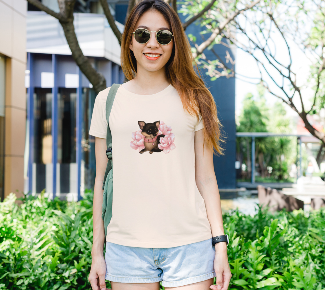 Cute little chihuahua dog with flowers preview