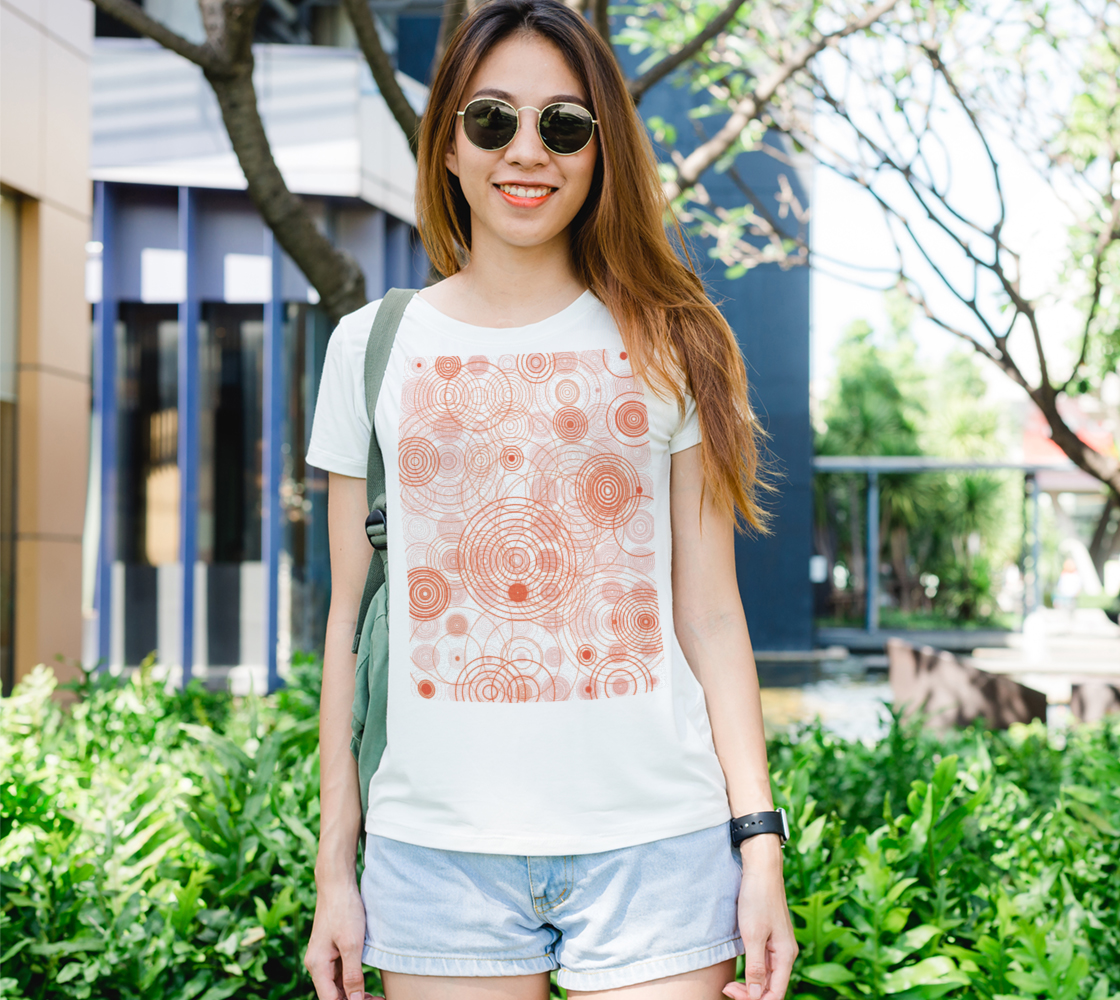 DTG Women's Tee Concentric Circles Peaches White Background preview