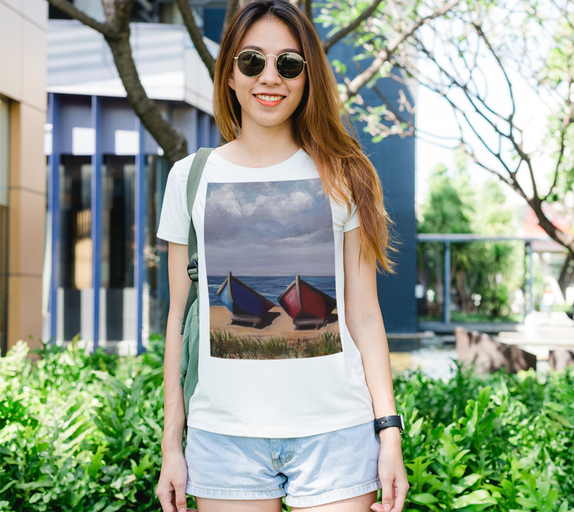Lake MI Boats Blue Red Woman's Tee B&C 6004 preview