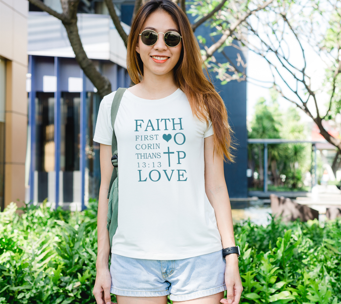 Faith Hope Love WTee-Teal Letters preview