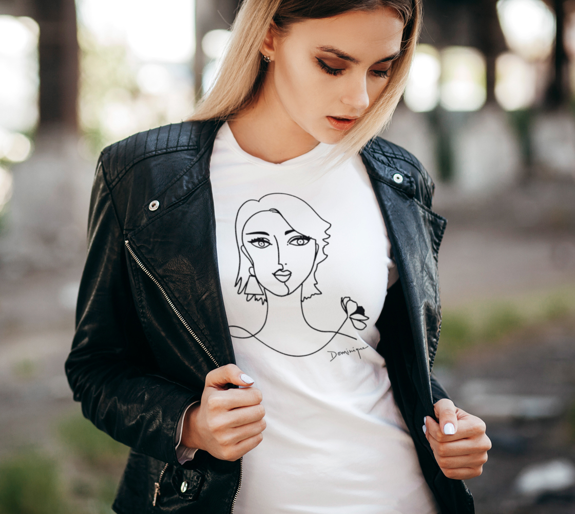 T-shirt femme, Femme fleur noir preview #2