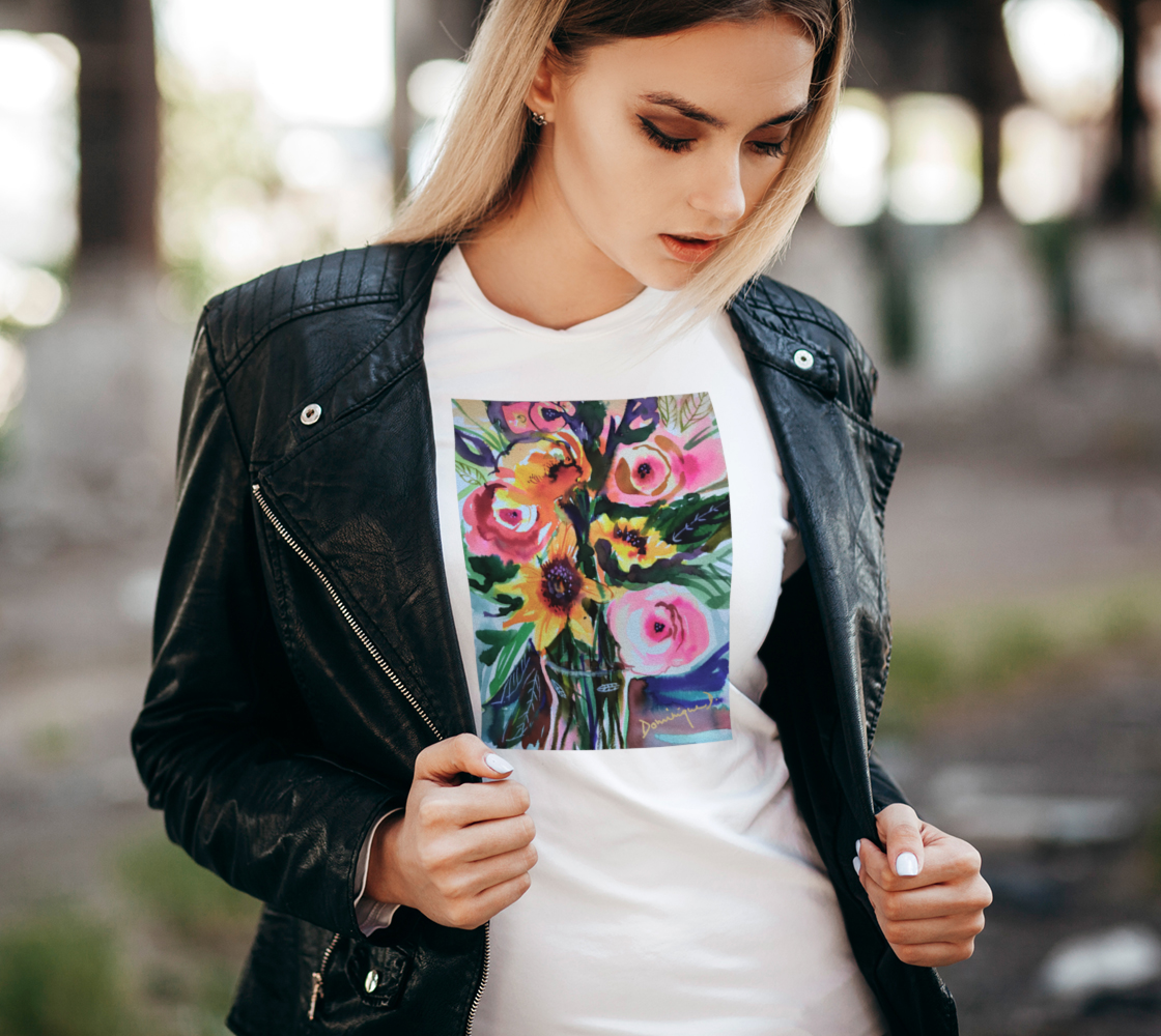 T-shirt femme, aquarelle florale  thumbnail #3