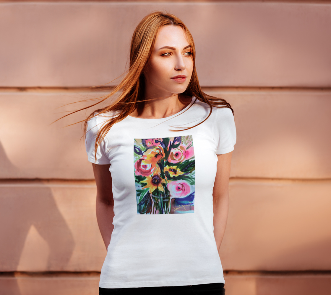 T-shirt femme, aquarelle florale preview #4