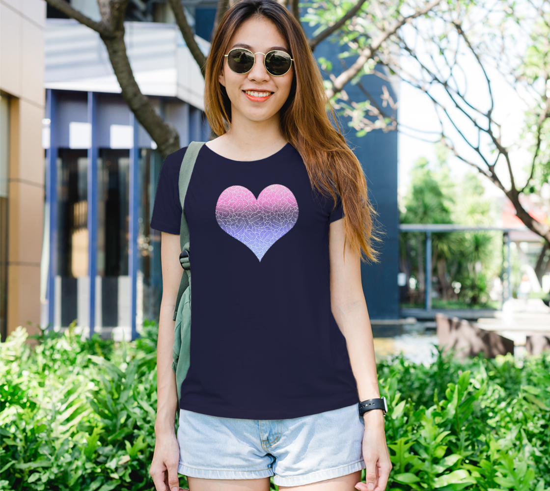 Ombré omnisexual flag and white swirls doodles heart Women's T-Shirt preview