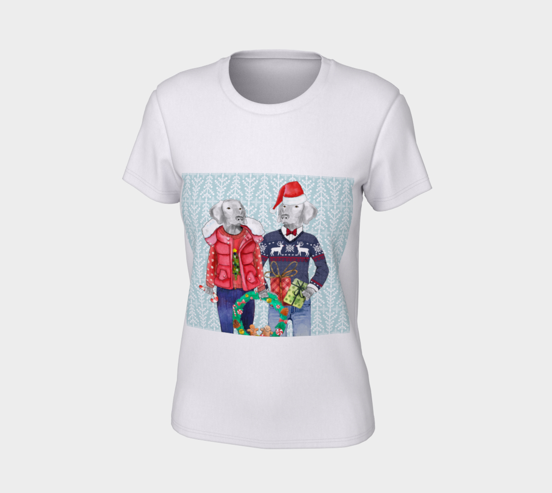 WEIMARANER XMAS SWEATER COUPLE Tee preview #7