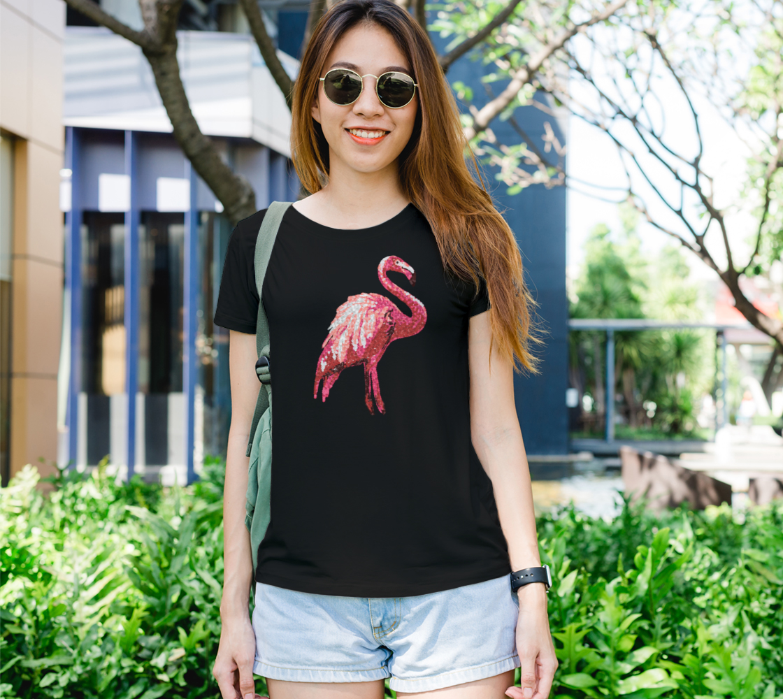 Faux Sequined Printed Tropical Flamingo preview