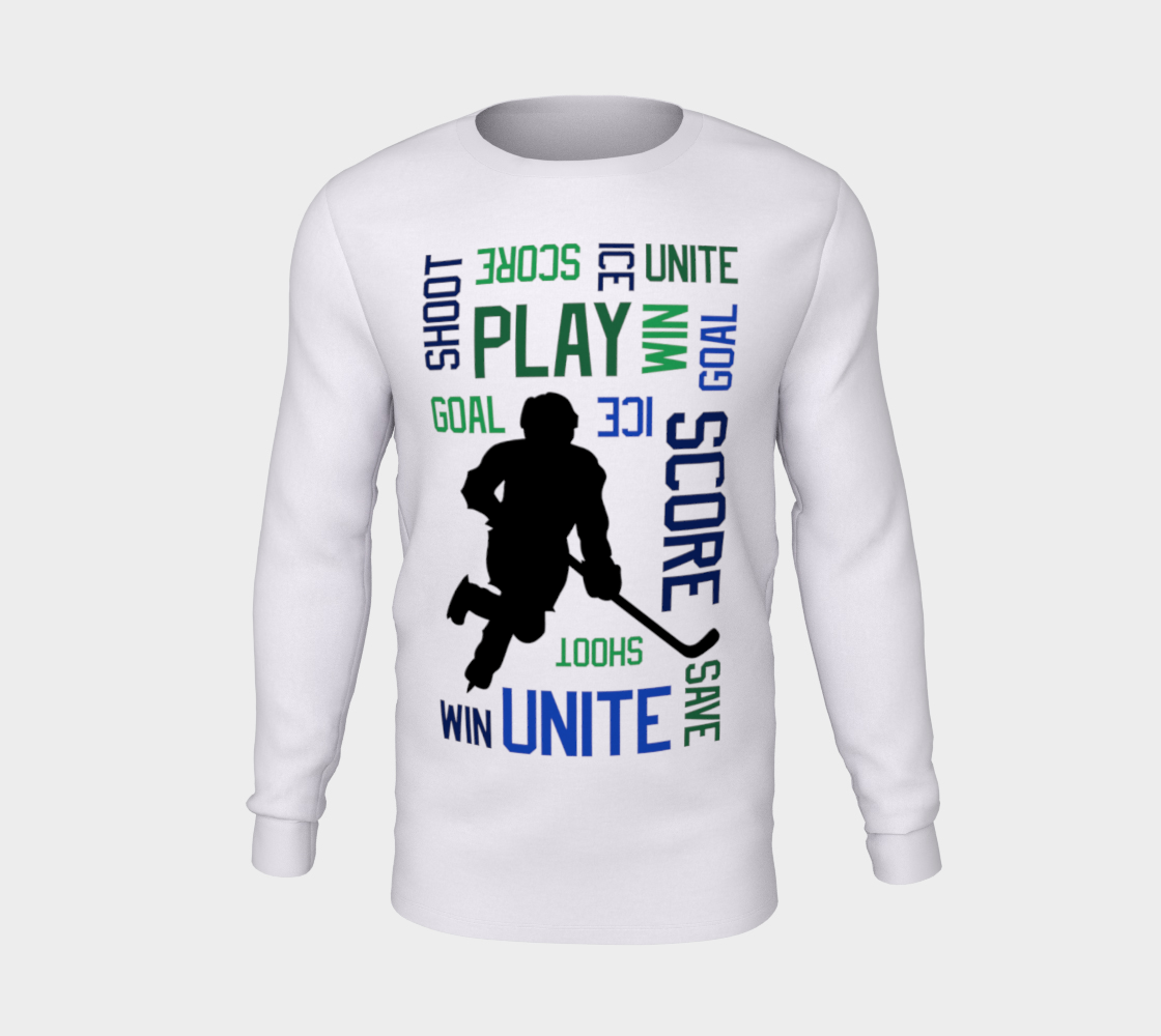 For the Love of Hockey Long Sleeve T-shirt - Blue and Green Miniature #6