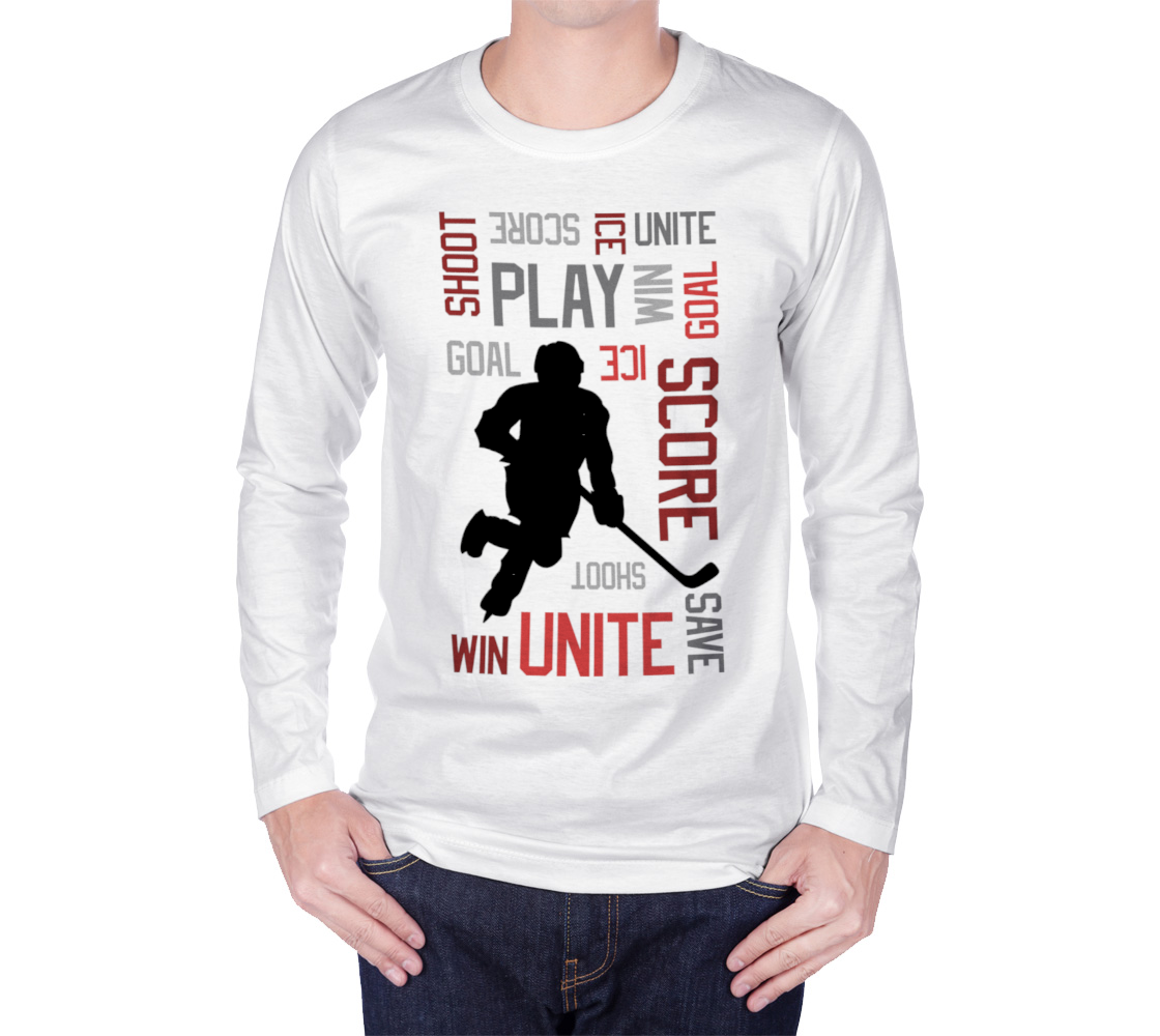 Aperçu de For the Love of Hockey Long Sleeve T-shirt - Red #1