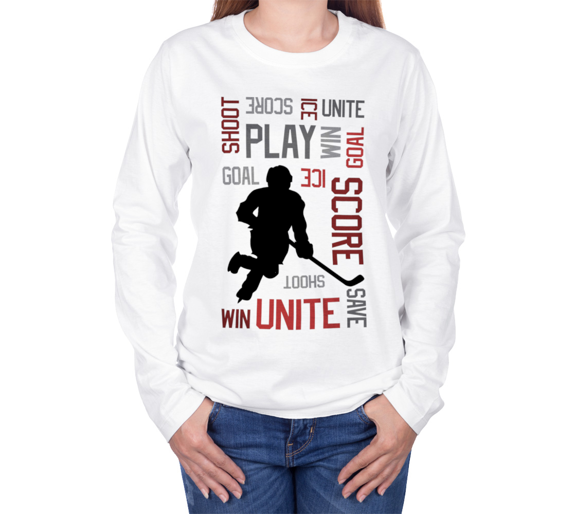 Aperçu de For the Love of Hockey Long Sleeve T-shirt - Red #3