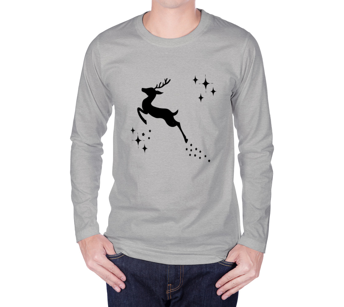 Aperçu de Let it Snow, Deer Long Sleeve T-Shirt - Black