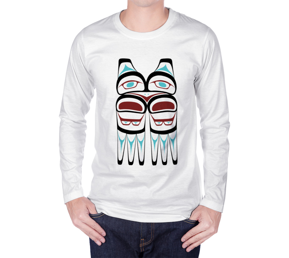 Tlingit Northwest Totem Art on White Long Sleeve T-Shirt thumbnail #2