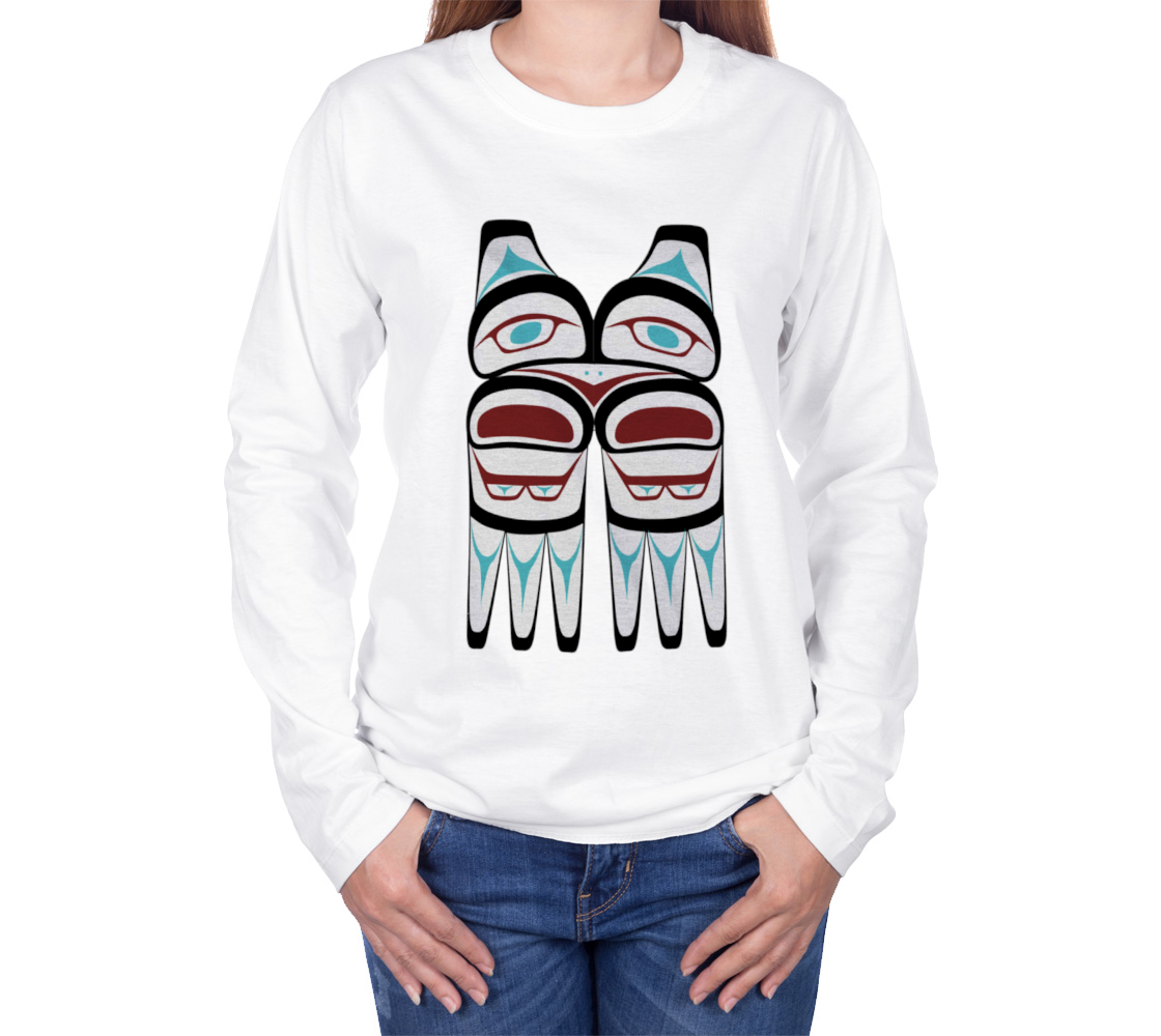 Tlingit Northwest Totem Art on White Long Sleeve T-Shirt preview #3