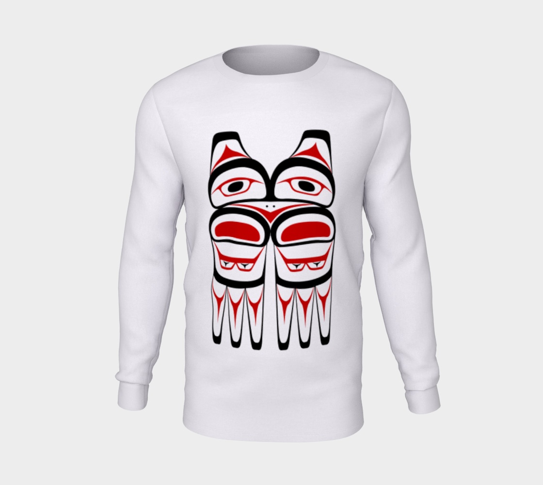 Tlingit Northwest Totem Art Traditional Colors on White Long Sleeve T-Shirt preview #5