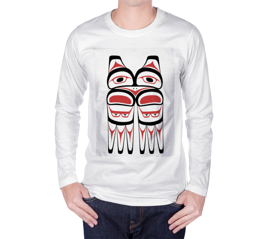 Tlingit Northwest Totem Art Traditional Colors on White Long Sleeve T-Shirt preview