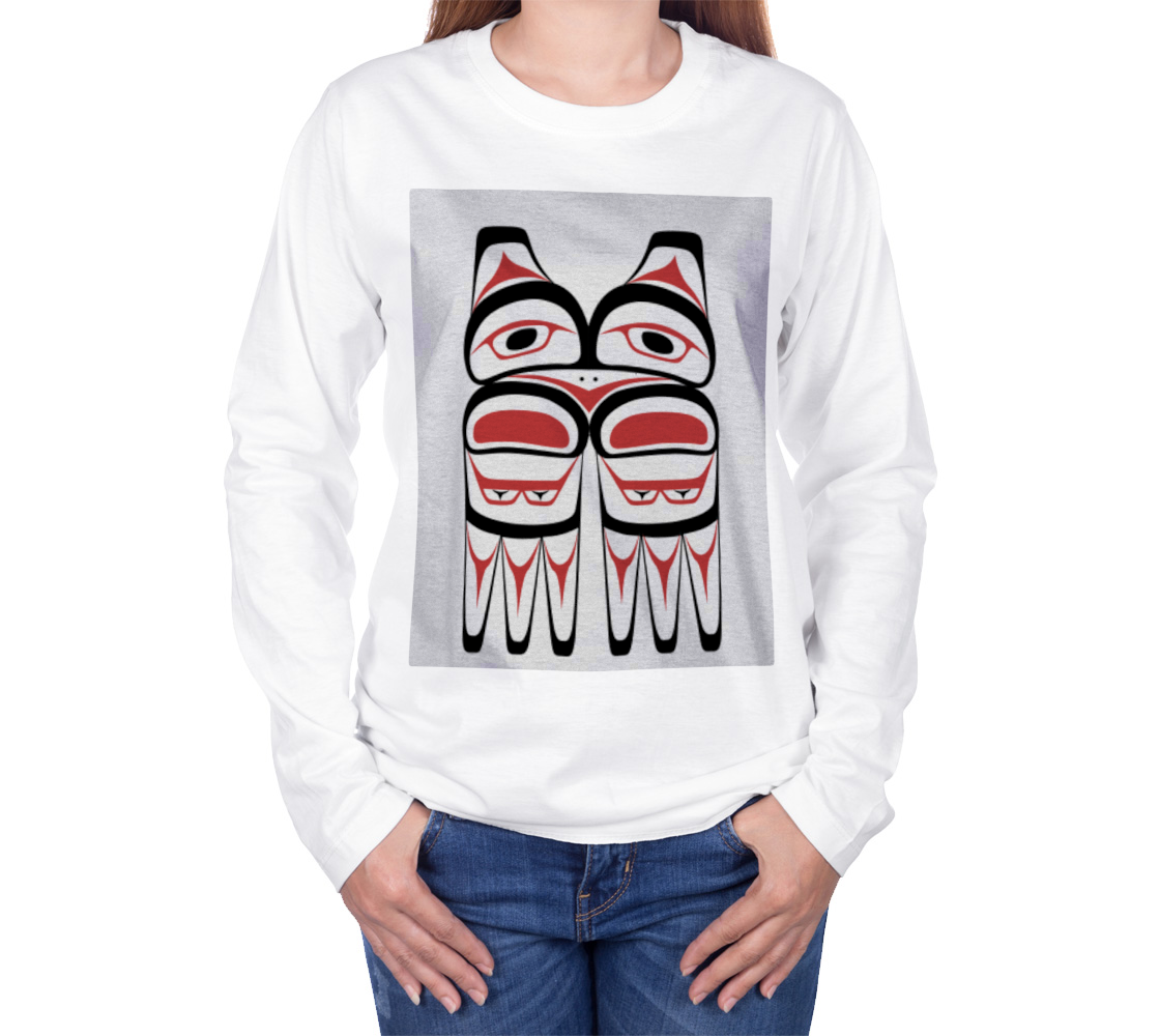 Tlingit Northwest Totem Art Traditional Colors on White Long Sleeve T-Shirt preview #3