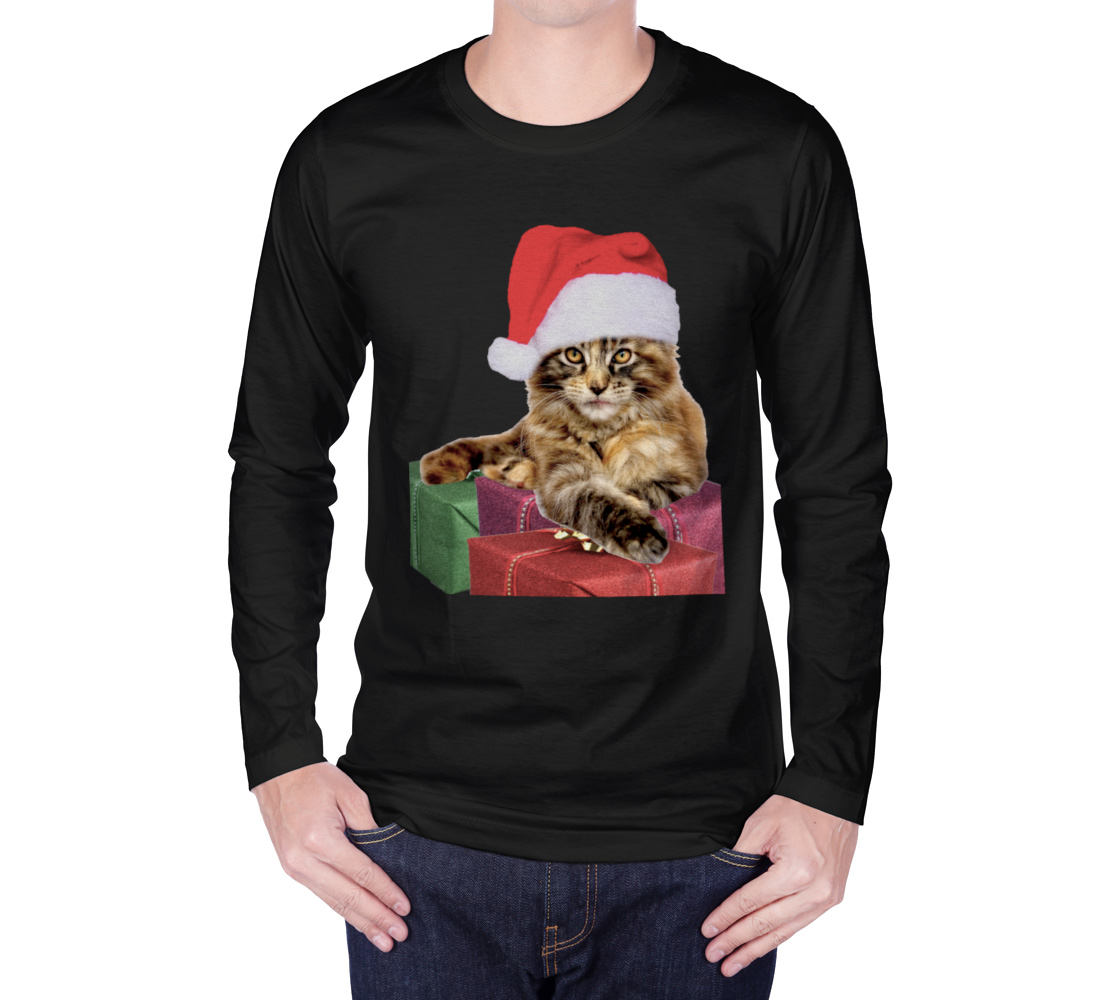 Aperçu de Maine Coon Cat Christmas Santa Long Sleeve Tee, AWSD  