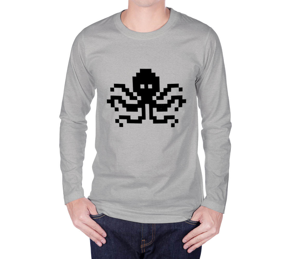Aperçu de Pixel Octopus - Black on Gray