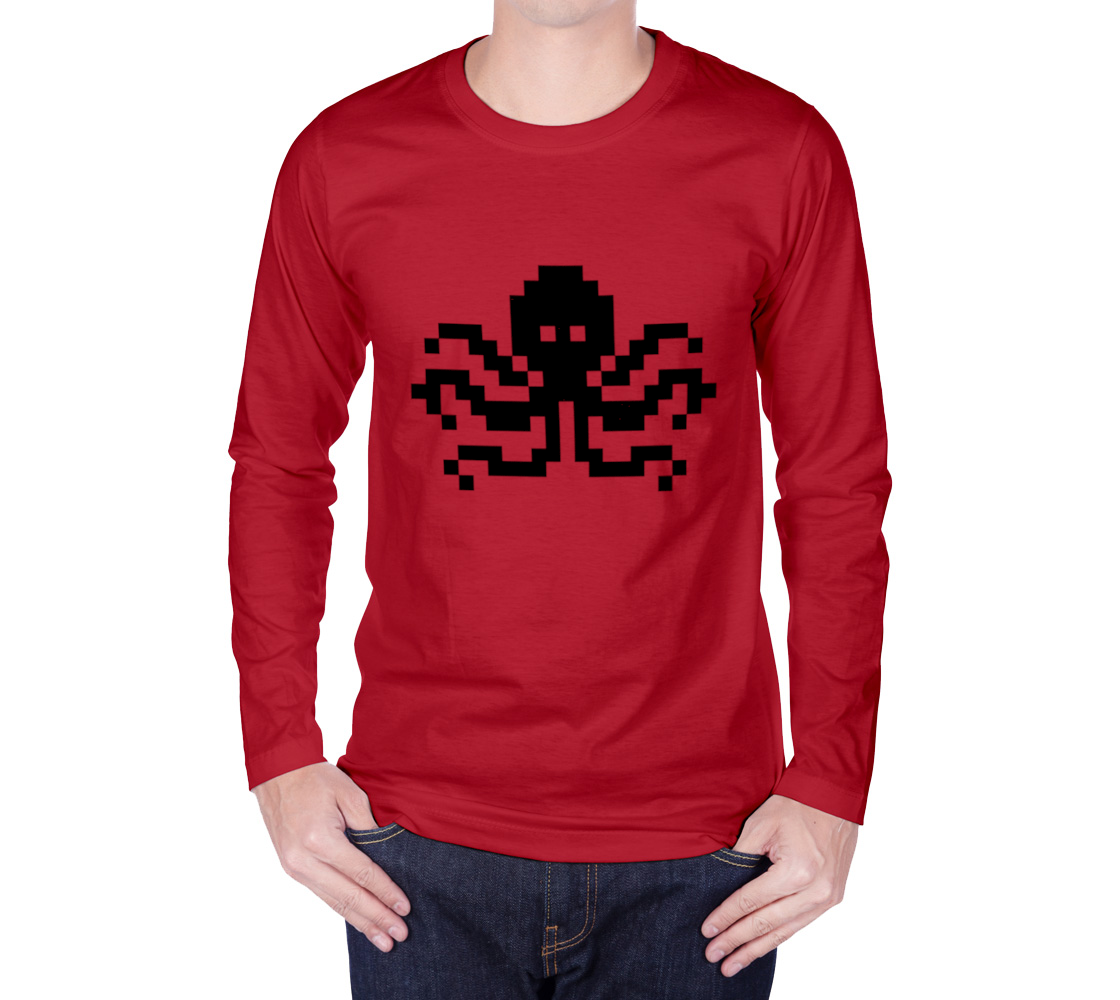 Aperçu de Pixel Octopus - Black on Red