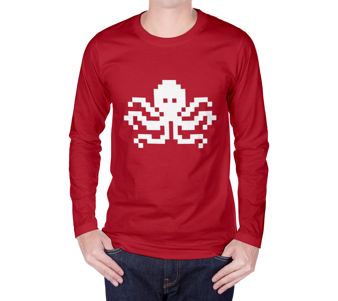 Pixel Octopus - White on Red preview