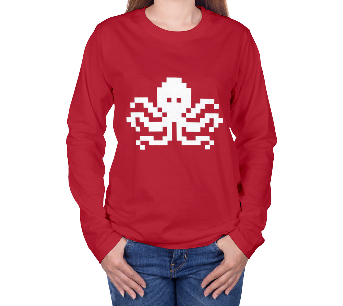 Aperçu de Pixel Octopus - White on Red #3