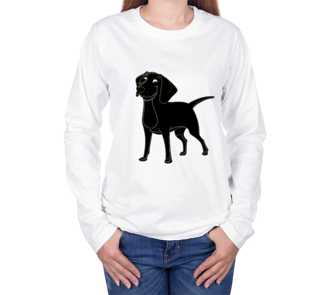 Labrador Retriever black cartoon long sleeve t-shirt preview #3