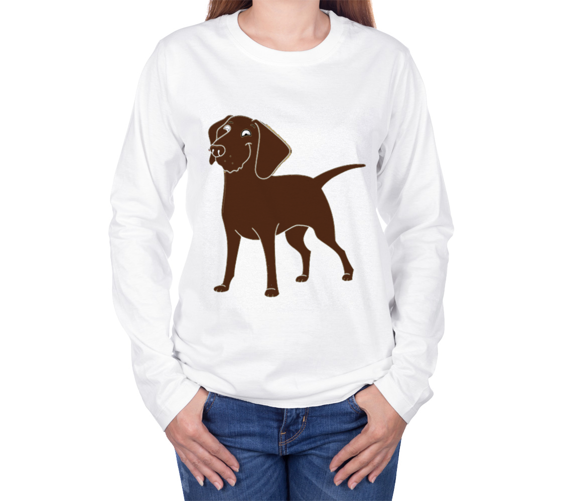 Labrador Retriever chocolate cartoon long sleeve t-shirt preview #3