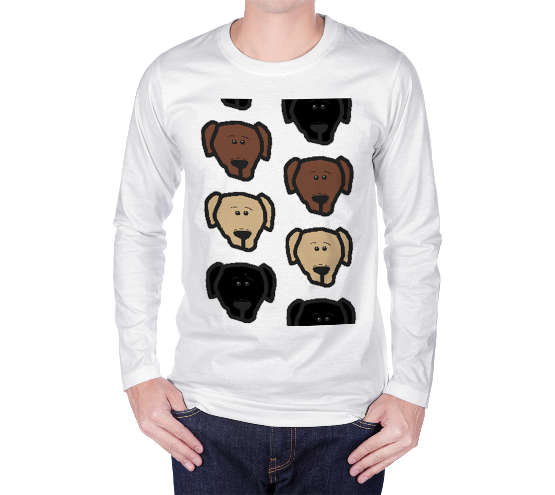 Labrador Retriever all 3 colors cartoon heads long sleeve t-sirt preview #1