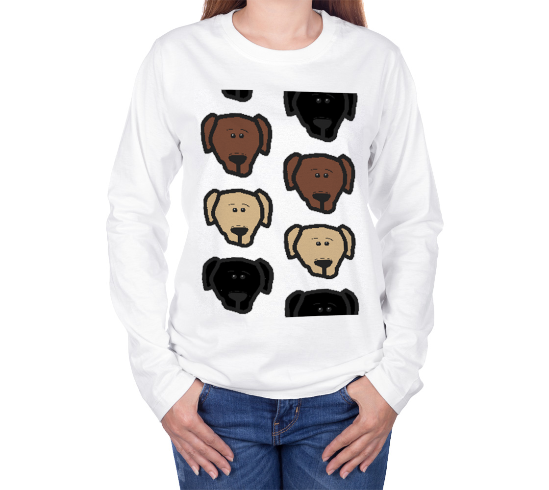 Labrador Retriever all 3 colors cartoon heads long sleeve t-sirt preview #3