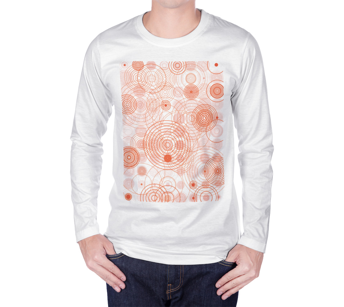 DTG Long Sleeve T-Shirt Concentric Circles Peaches White Background preview