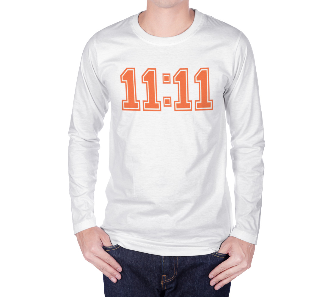 11 11 long sleeve t-synchronicity-numerology-alignment-1111 orange white preview