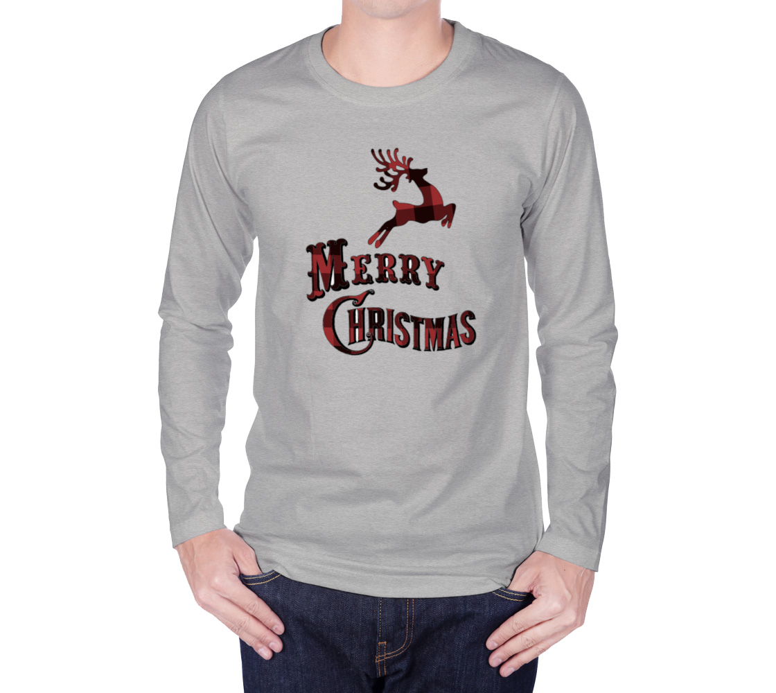 Christmas Plaid Reindeer Long Sleeve T-shirt preview