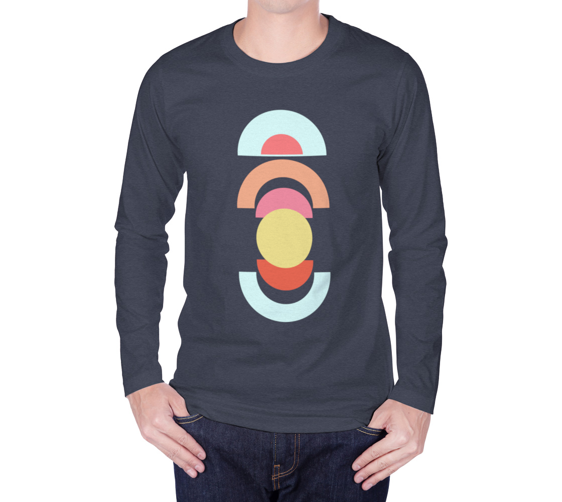 Mid Century Shapes long sleeve tee Navy preview