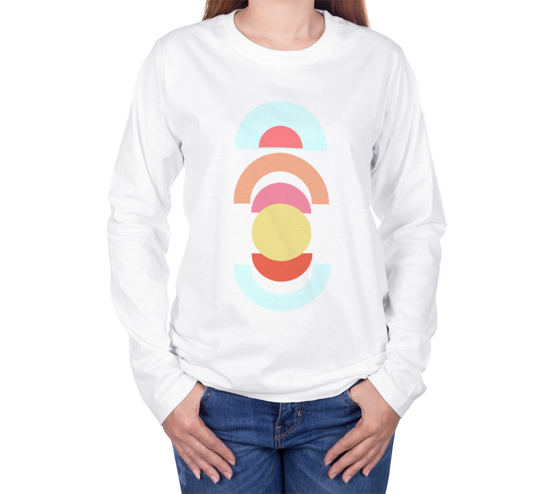 Mid Century Shapes long sleeve tee White preview #3
