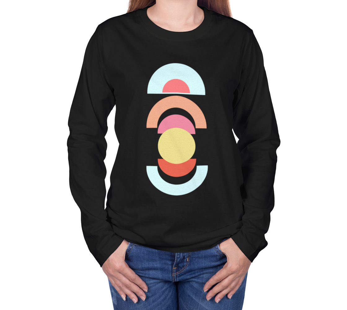 Mid Century Shapes long sleeve tee Black preview #3