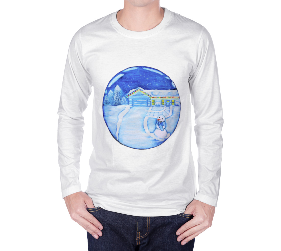 Cozy Winter Home with Snowman | Clothing | Long-Sleeve T Shirt preview
