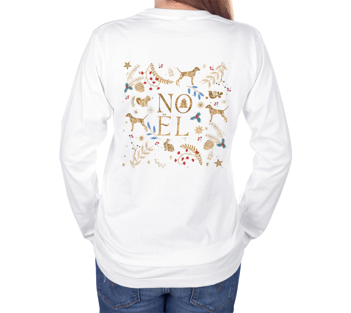 Aperçu de Noël Golden Weimaraners on white long tee #4