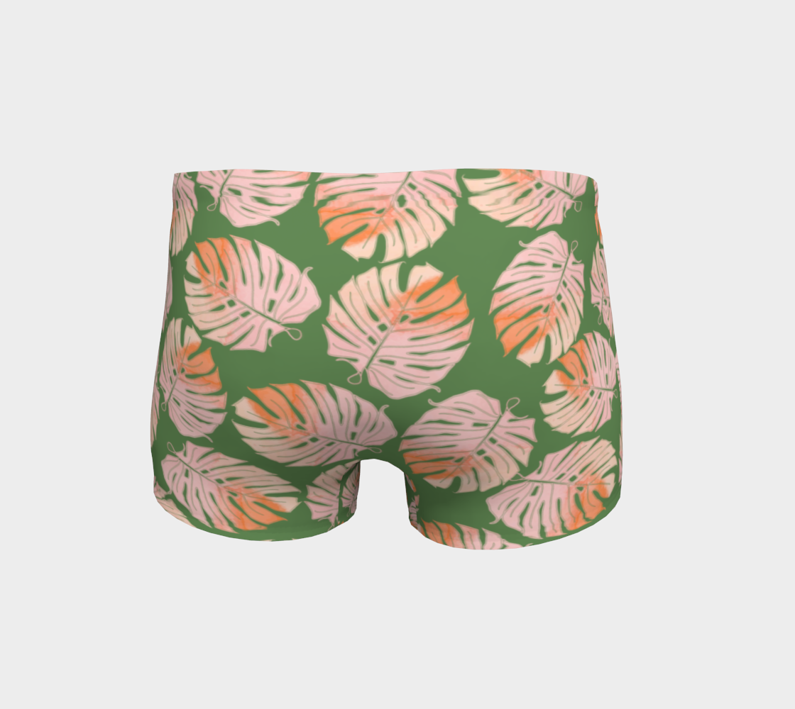 Tropical Leafs in Green and Coral Shorts preview #4