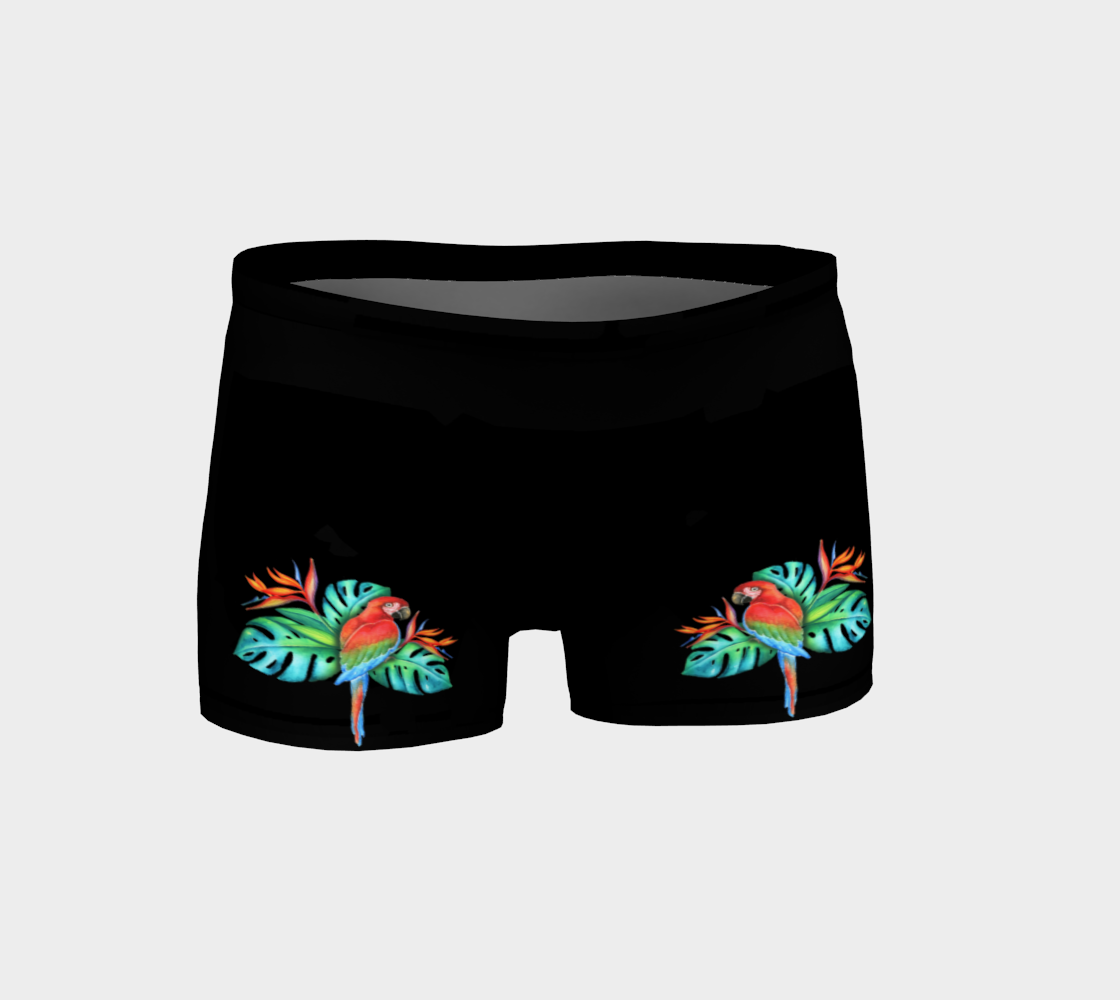 Tropical Macaw Parrot Black Shorts preview