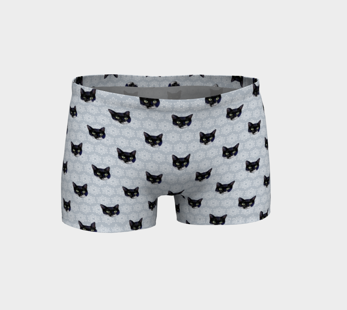 Tuxedo cat faces with gray floral background preview