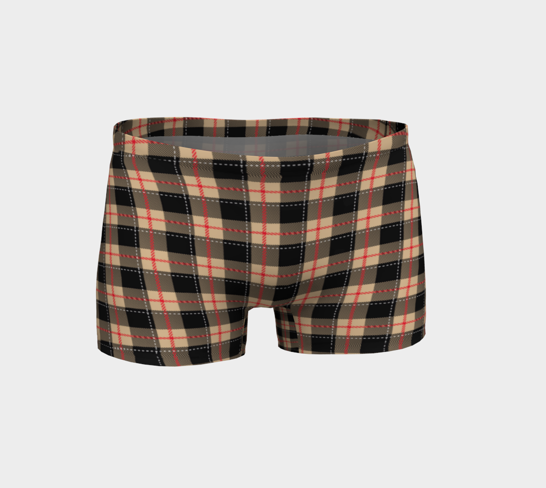 Beige Black Red Buffalo Plaid Shorts 