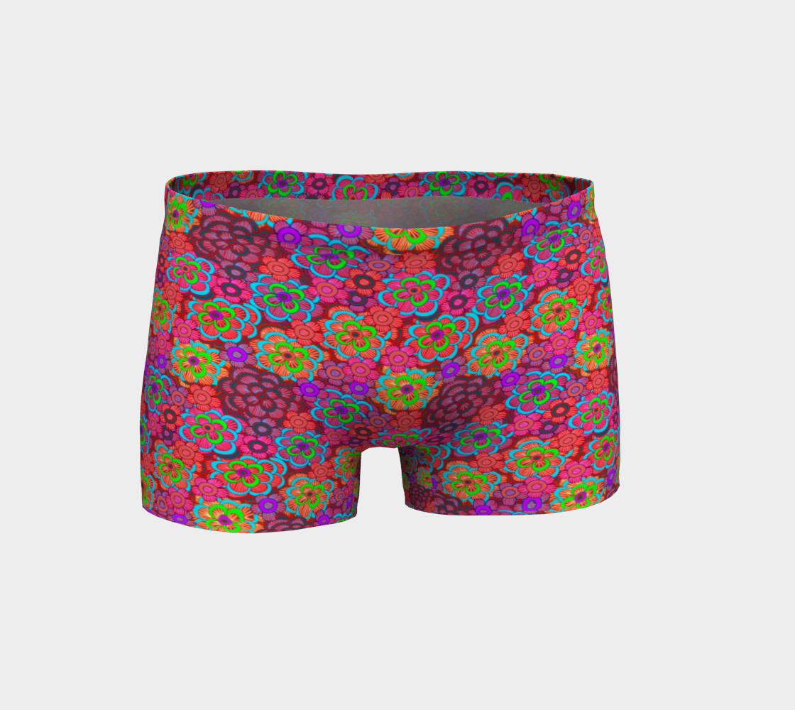 Pink Striped Flowers Shorts 3D preview