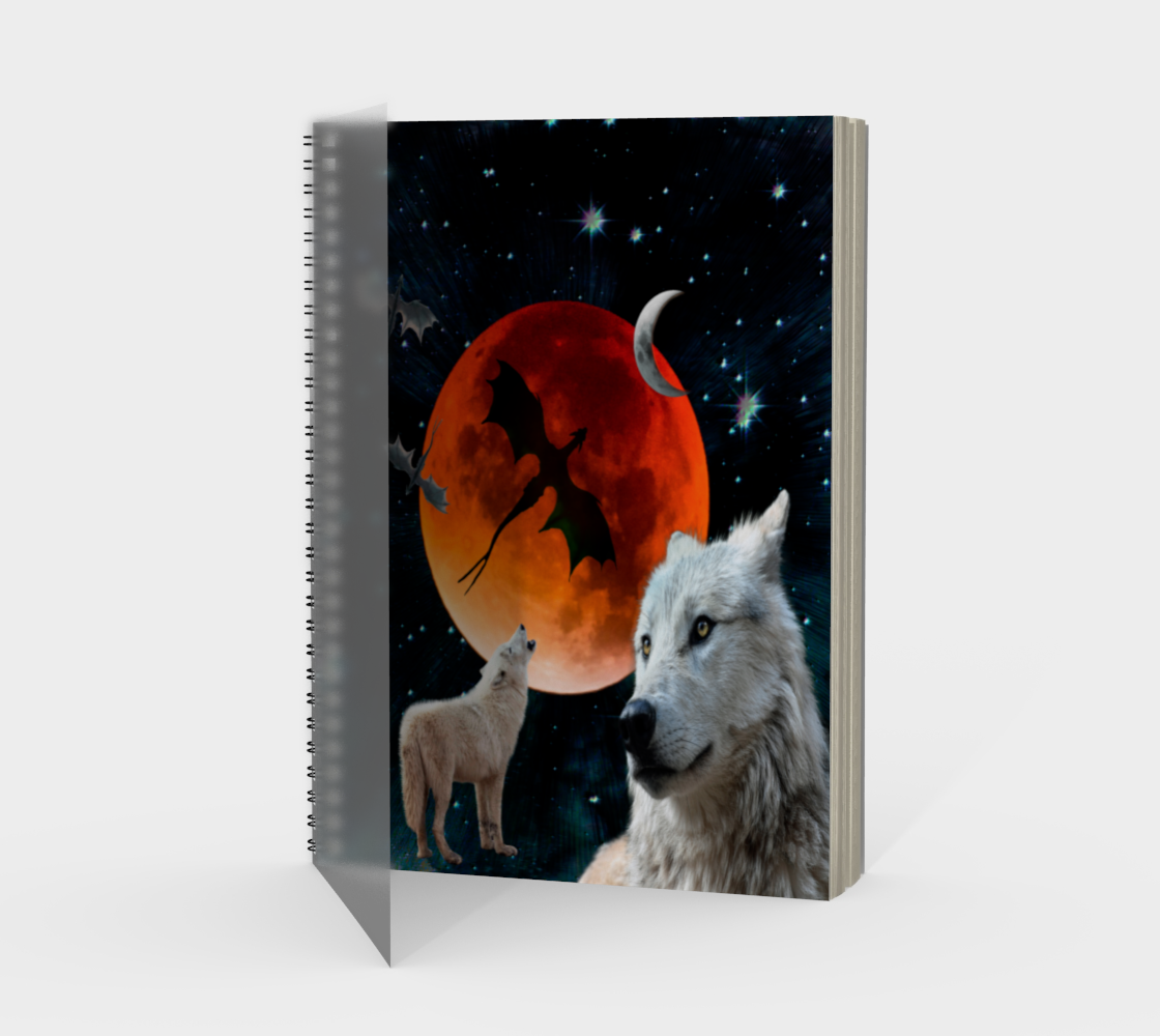"Dragon Moon" Arctic Wolf Game of Thrones Inspired Art Notebook by VCD © preview