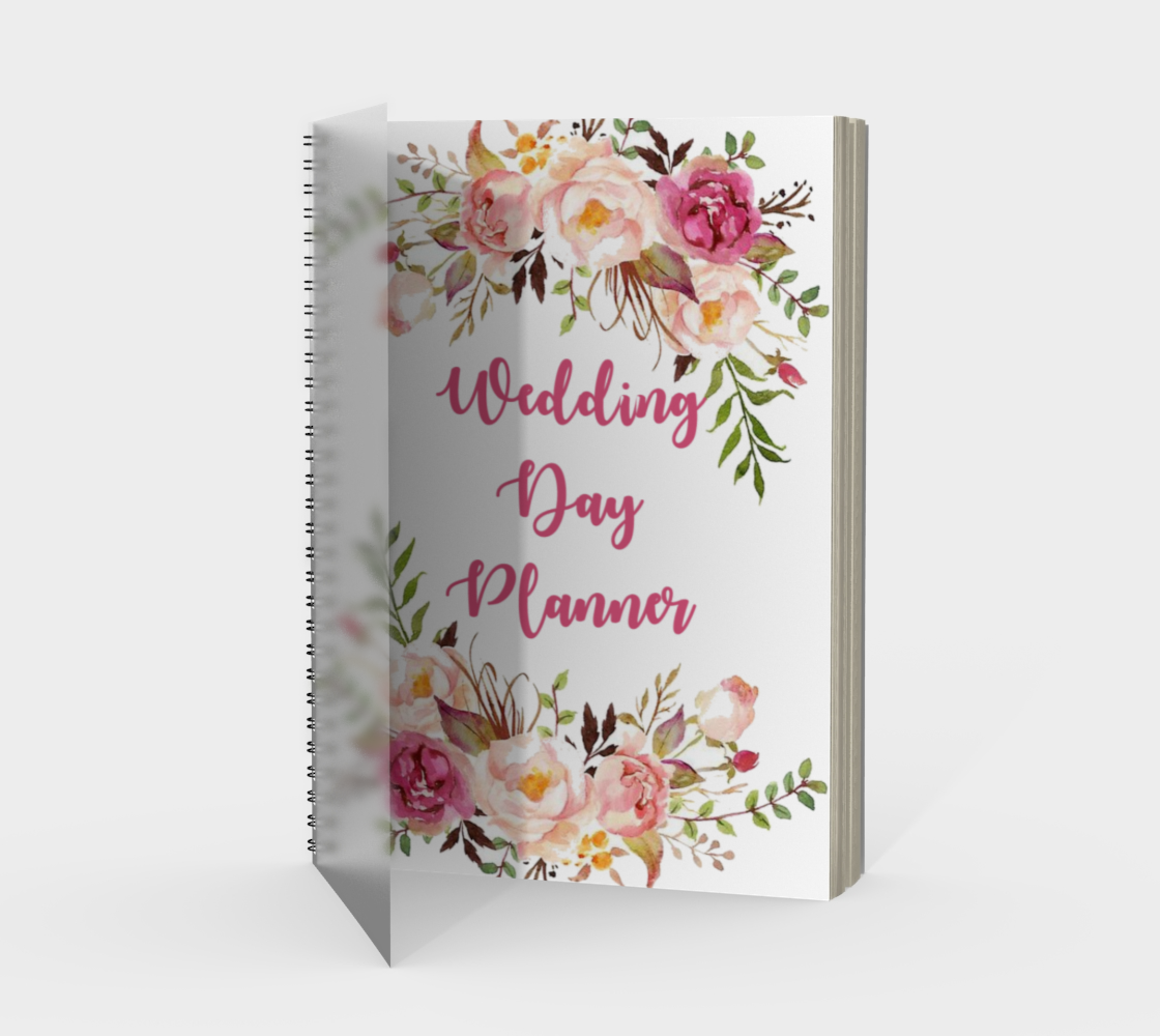 Wedding Day Planner With Wild Pink Watercolor Roses preview