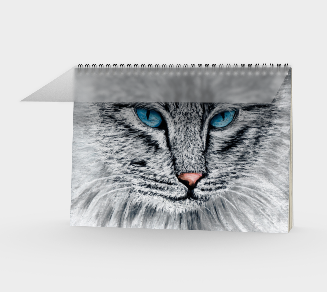 Grey cat with blue eyes Spiral Notebook preview